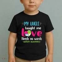 Niece Nephew My Uncle Taught Me Love Needs No Words Autism Toddler T-Shirt thumb 2
