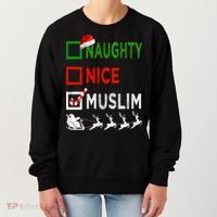 Naughty Nice Muslim Christmas Pajamas Funny Santa Hat Xmas Cool Gift Women's Sweatshirt thumb 0