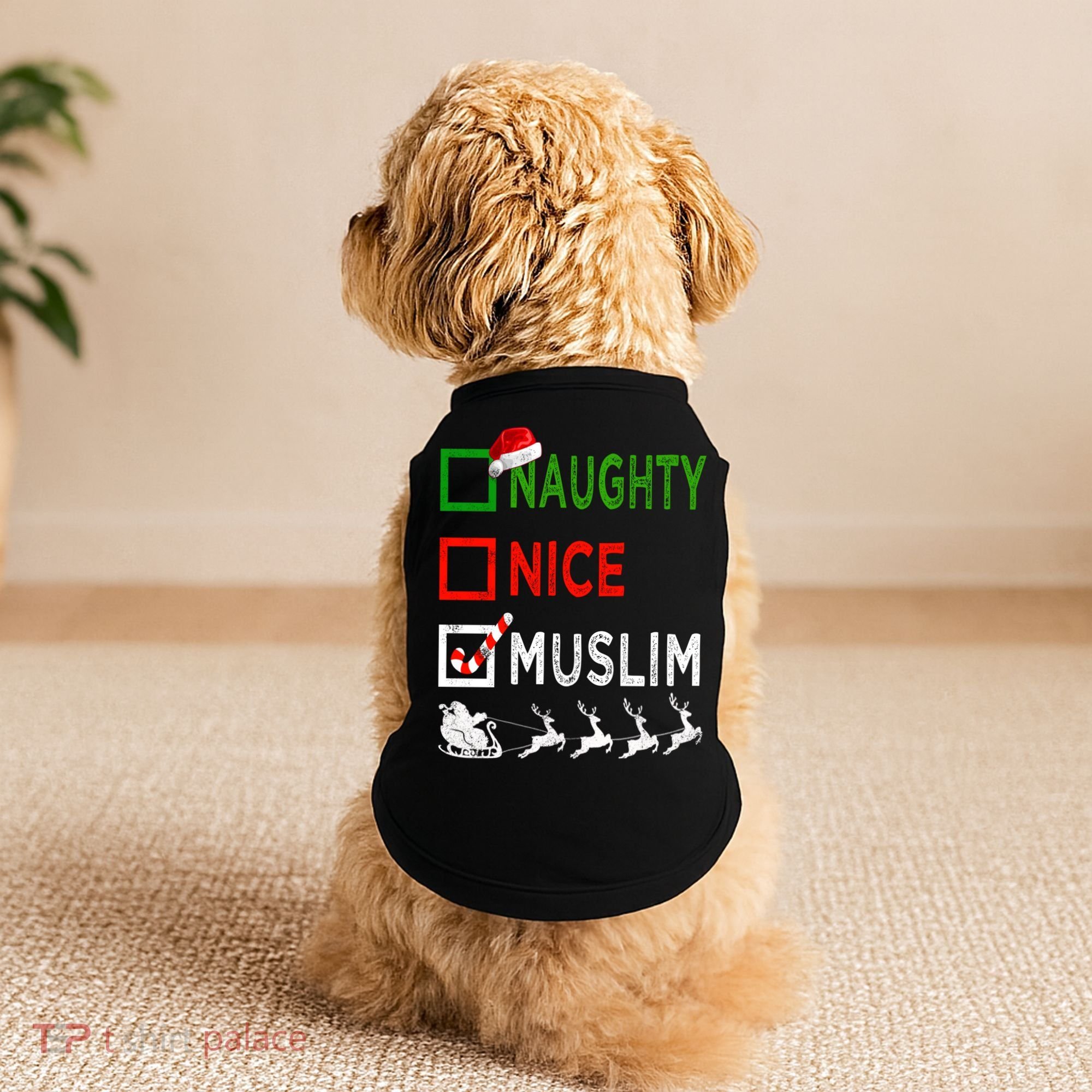Naughty Nice Muslim Christmas Pajamas Funny Santa Hat Xmas Cool Gift Doggie Tank