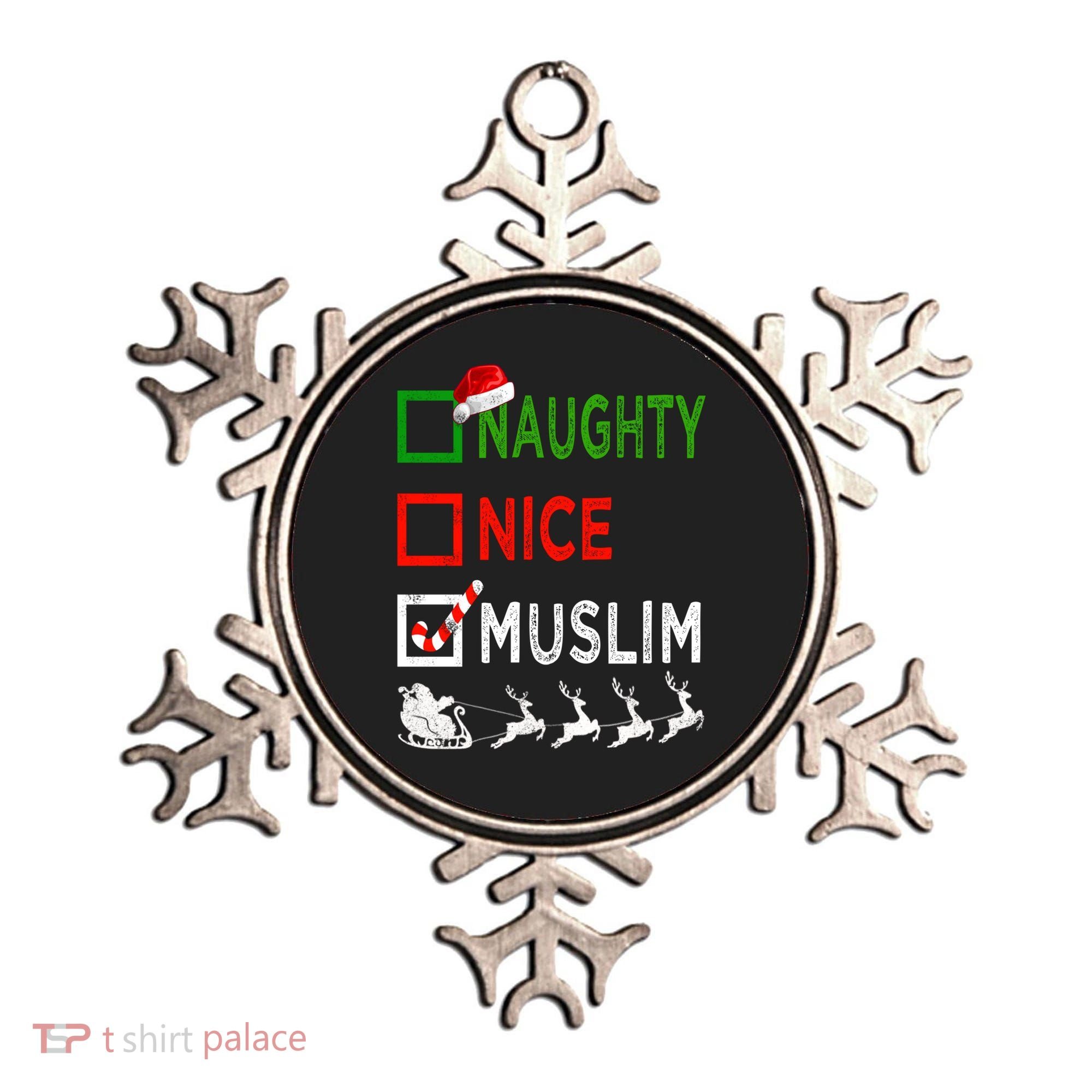 Naughty Nice Muslim Christmas Pajamas Funny Santa Hat Xmas Cool Gift Ornament