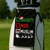 Naughty Nice Muslim Christmas Pajamas Funny Santa Hat Xmas Cool Gift Golf Towel thumb 2