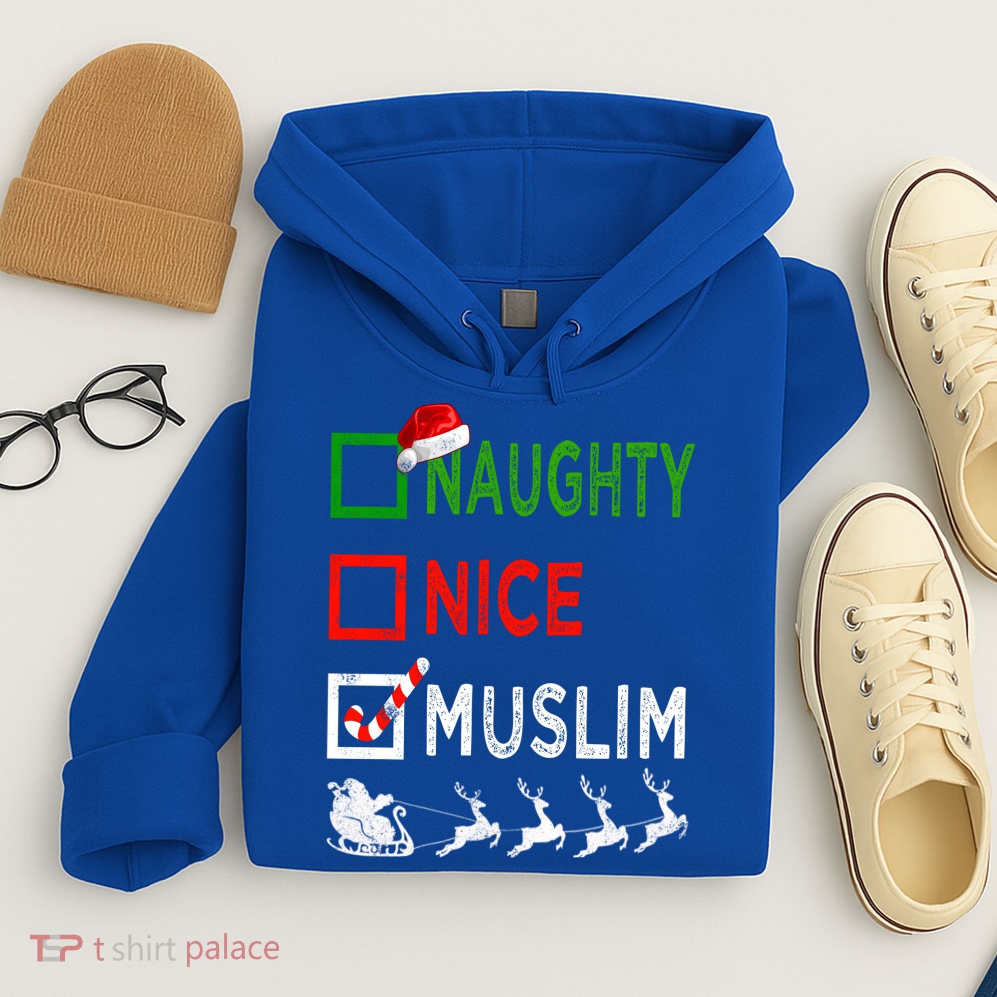 Naughty Nice Muslim Christmas Pajamas Funny Santa Hat Xmas Cool Gift Hoodie