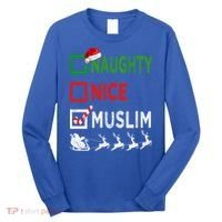 Naughty Nice Muslim Christmas Pajamas Funny Santa Hat Xmas Cool Gift Long Sleeve Shirt thumb 0