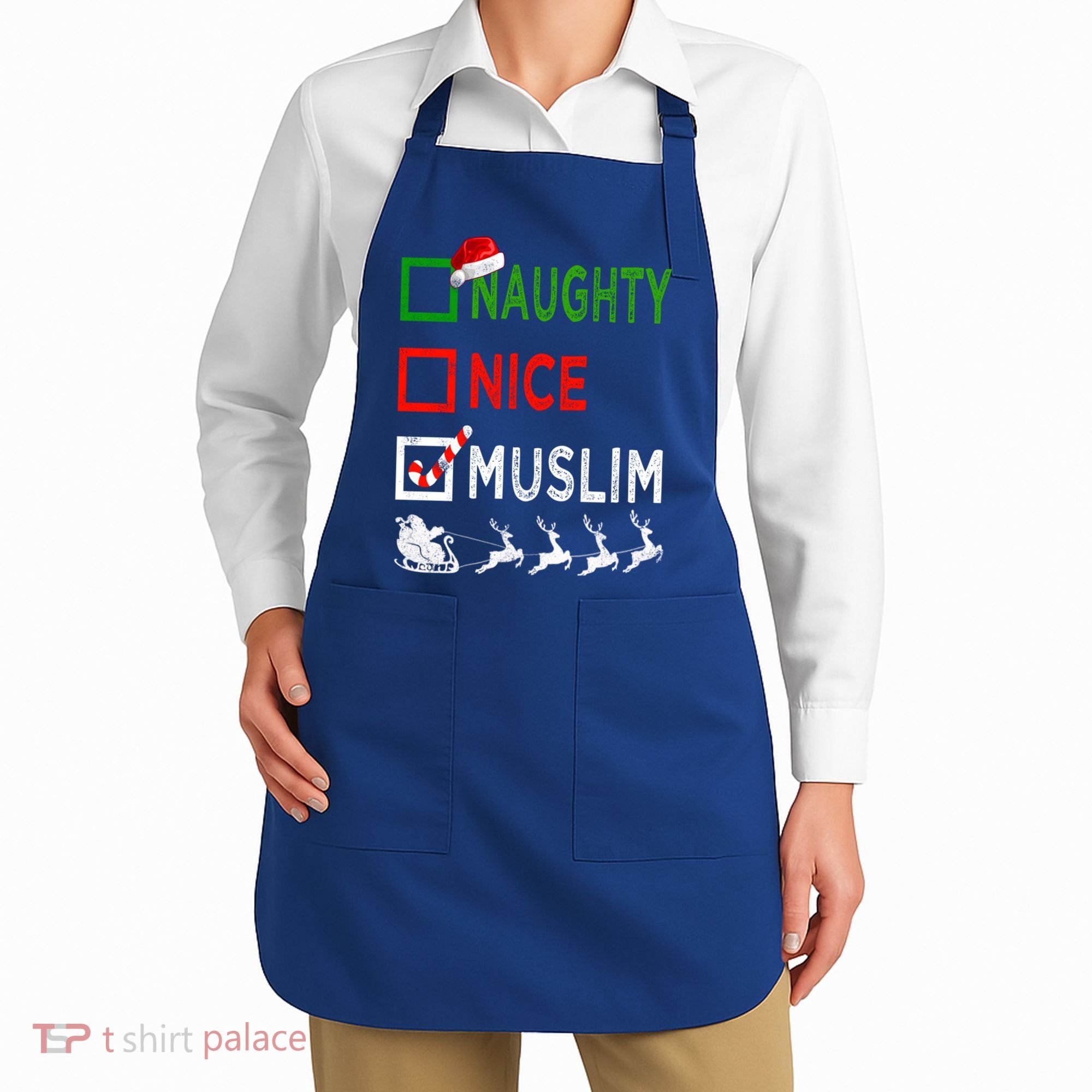 Naughty Nice Muslim Christmas Pajamas Funny Santa Hat Xmas Cool Gift Apron