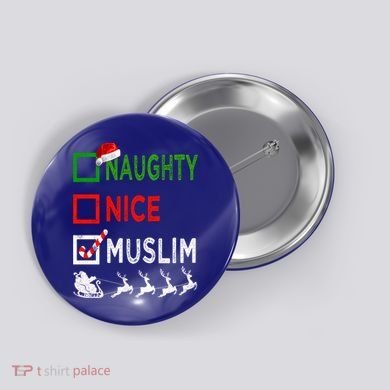 Naughty Nice Muslim Christmas Pajamas Funny Santa Hat Xmas Cool Gift Button