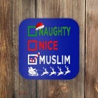 Naughty Nice Muslim Christmas Pajamas Funny Santa Hat Xmas Cool Gift Coaster thumb 0