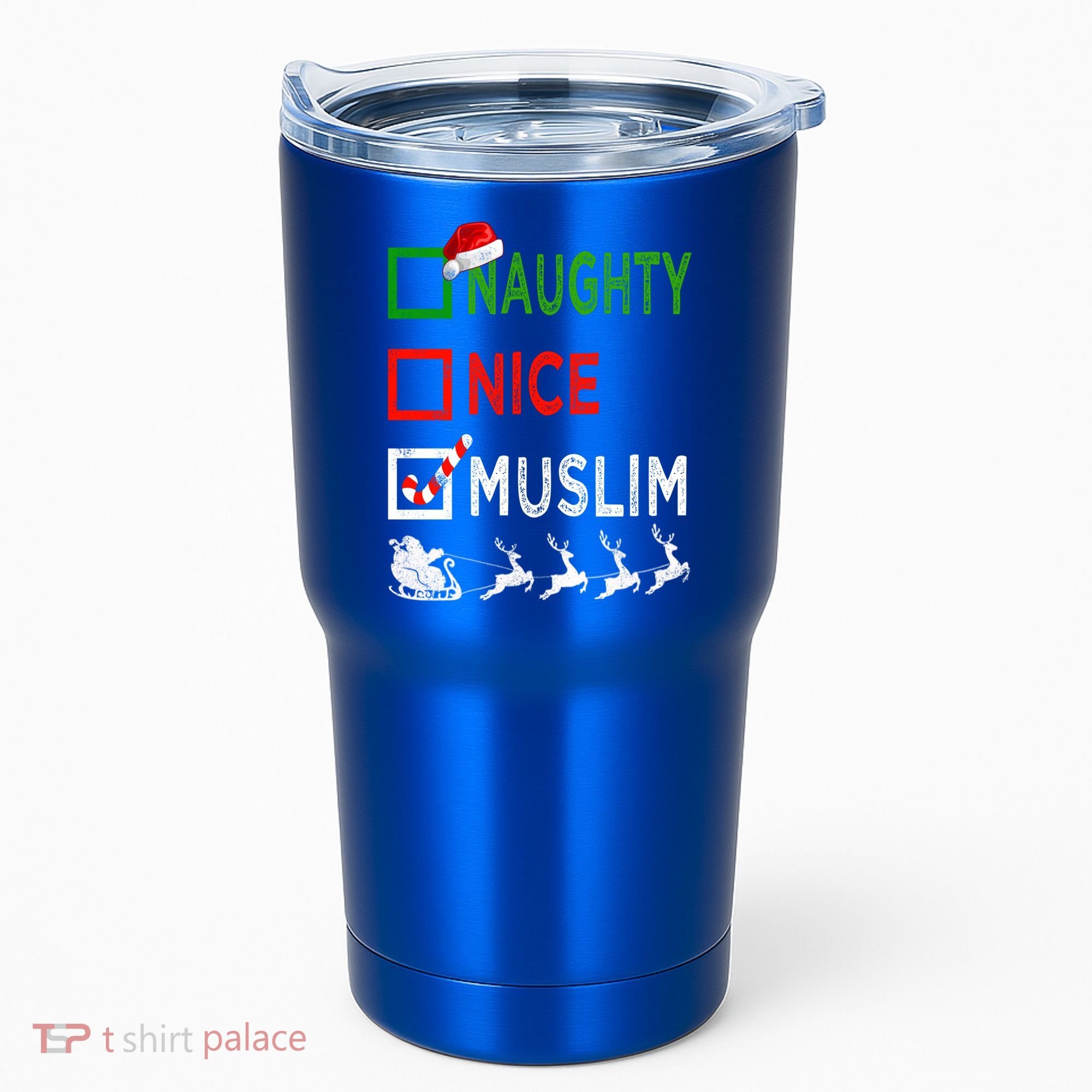 Naughty Nice Muslim Christmas Pajamas Funny Santa Hat Xmas Cool Gift Tumbler