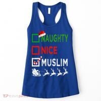 Naughty Nice Muslim Christmas Pajamas Funny Santa Hat Xmas Cool Gift Women's Tank Top thumb 0
