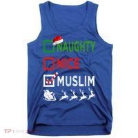 Naughty Nice Muslim Christmas Pajamas Funny Santa Hat Xmas Cool Gift Tank Top thumb 0