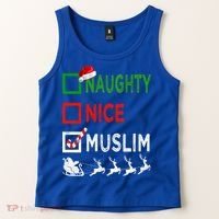 Naughty Nice Muslim Christmas Pajamas Funny Santa Hat Xmas Cool Gift Tank Top thumb 2