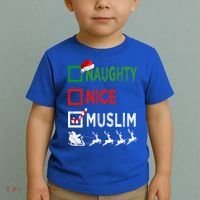 Naughty Nice Muslim Christmas Pajamas Funny Santa Hat Xmas Cool Gift Toddler T-Shirt thumb 2