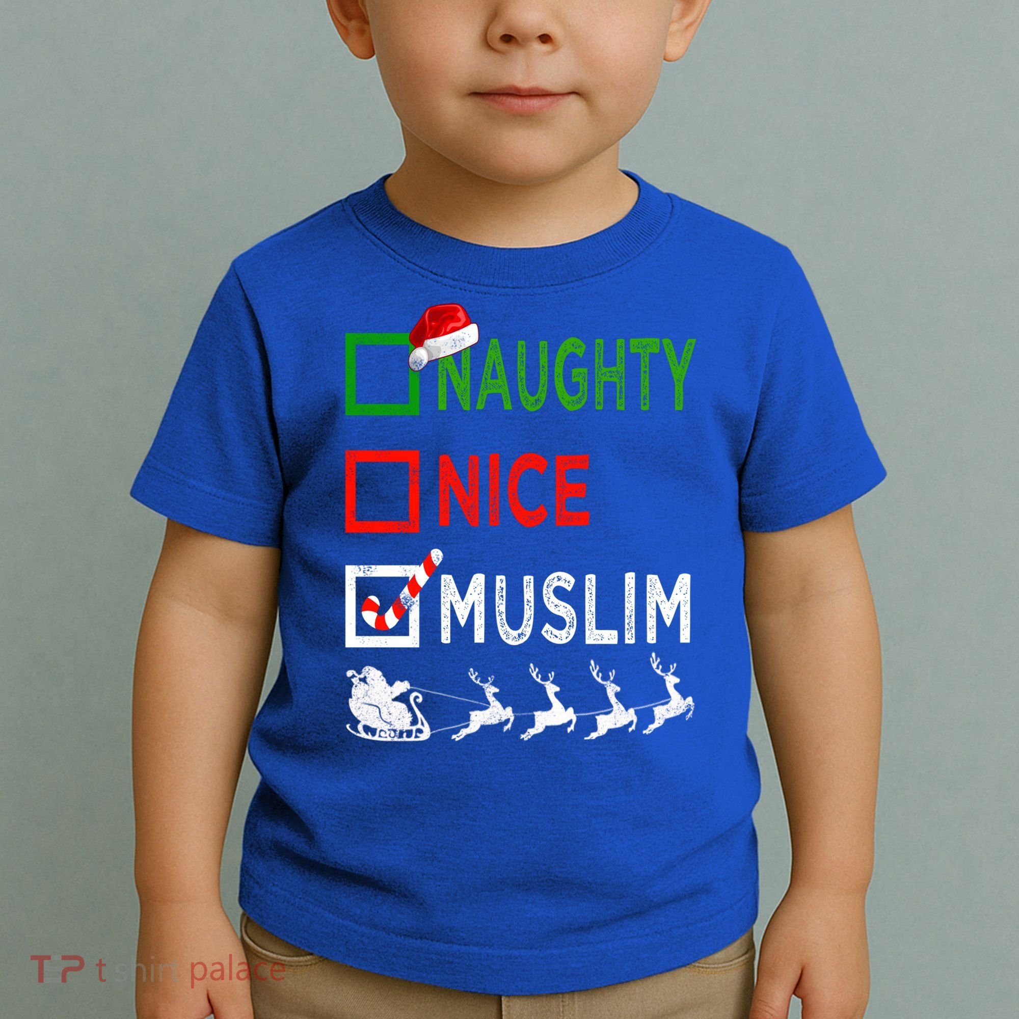 Naughty Nice Muslim Christmas Pajamas Funny Santa Hat Xmas Cool Gift Toddler T-Shirt