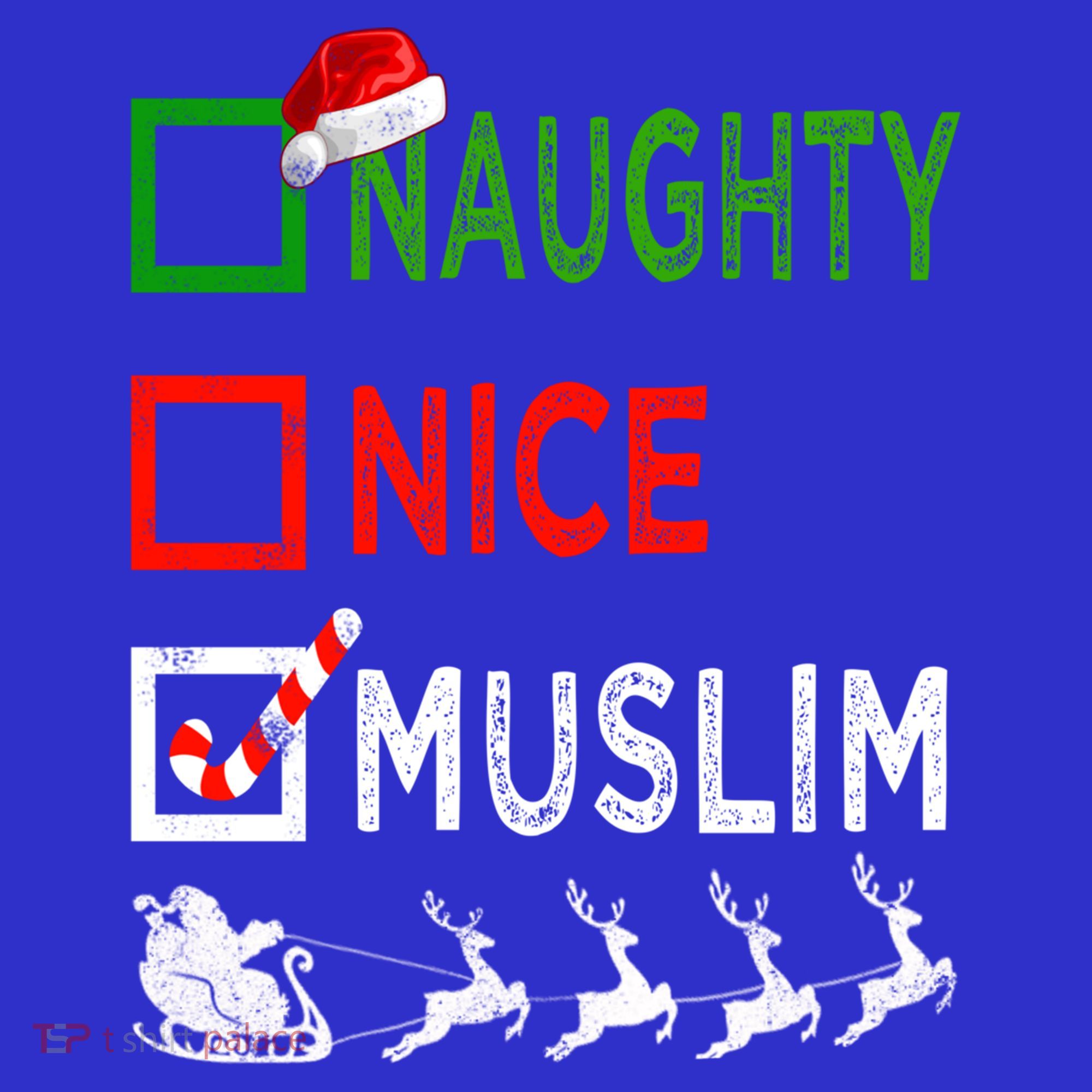 Naughty Nice Muslim Christmas Pajamas Funny Santa Hat Xmas Cool Gift Toddler T-Shirt