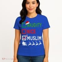 Naughty Nice Muslim Christmas Pajamas Funny Santa Hat Xmas Cool Gift Women's T-Shirt thumb 4
