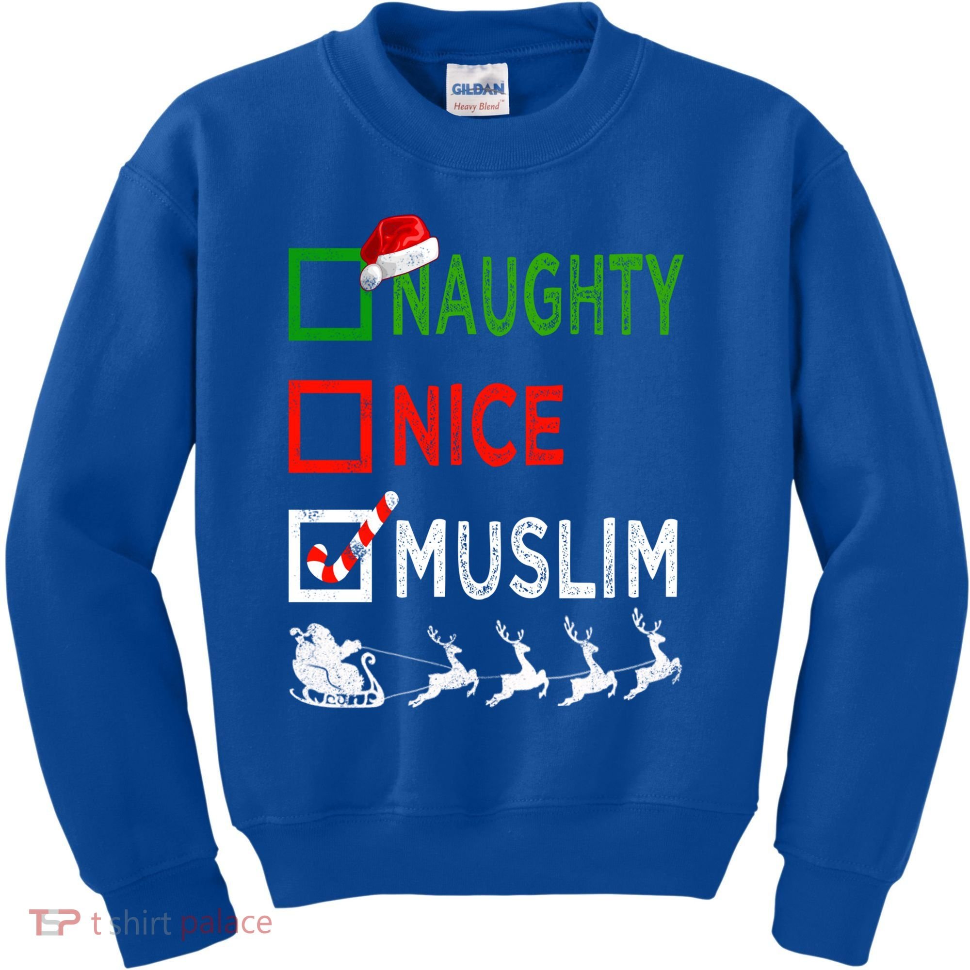 Naughty Nice Muslim Christmas Pajamas Funny Santa Hat Xmas Cool Gift Kids Sweatshirt