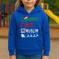 Naughty Nice Muslim Christmas Pajamas Funny Santa Hat Xmas Cool Gift Kids Hoodie thumb 3