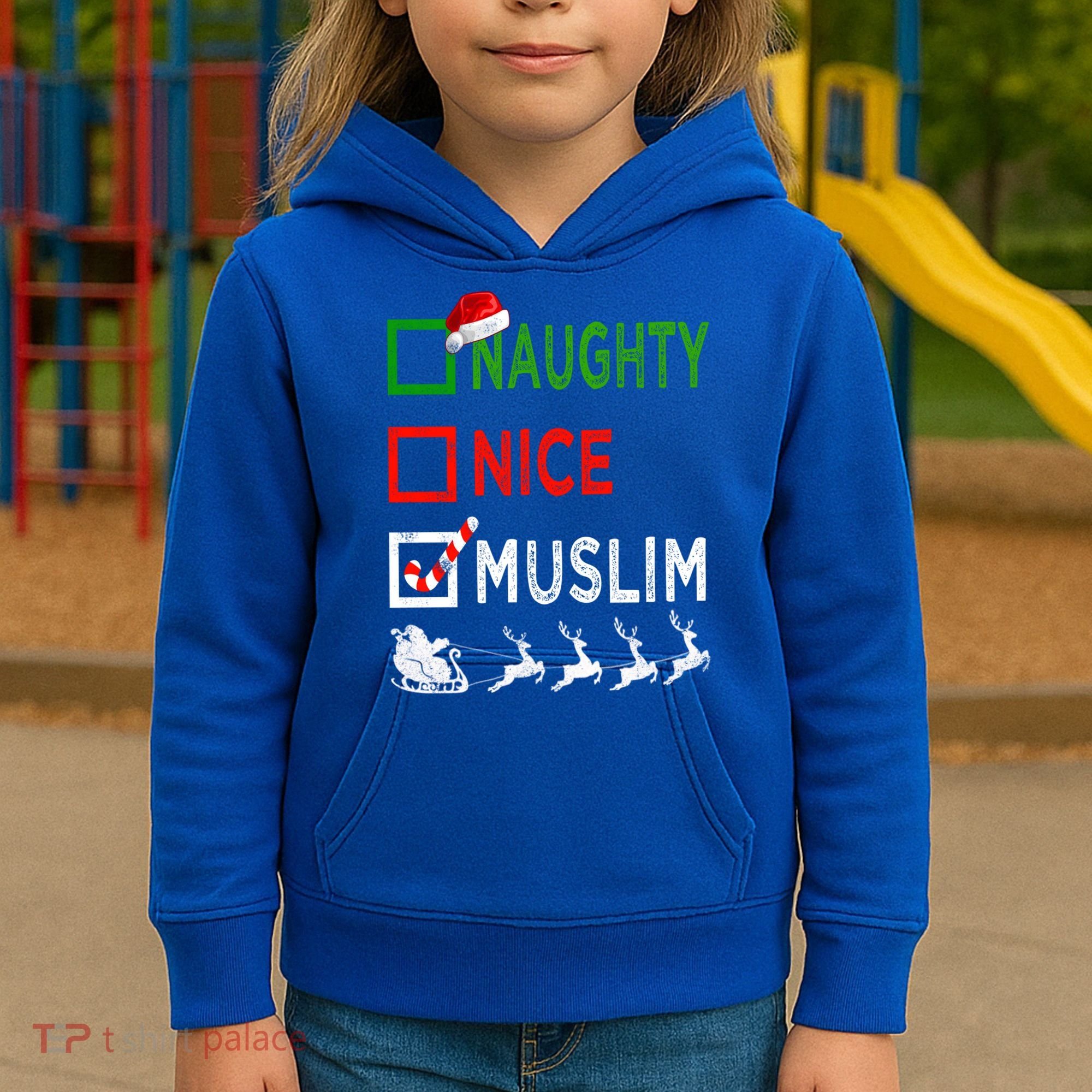 Naughty Nice Muslim Christmas Pajamas Funny Santa Hat Xmas Cool Gift Kids Hoodie