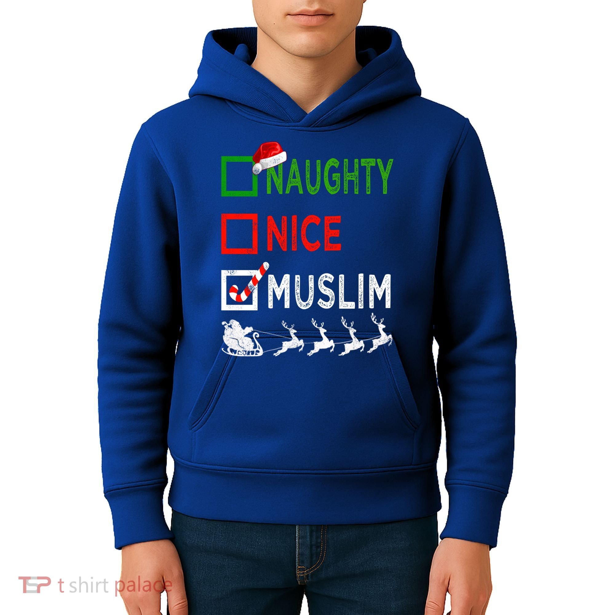 Naughty Nice Muslim Christmas Pajamas Funny Santa Hat Xmas Cool Gift Kids Hoodie