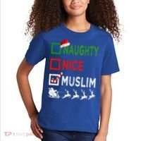 Naughty Nice Muslim Christmas Pajamas Funny Santa Hat Xmas Cool Gift Kids T-Shirt thumb 2