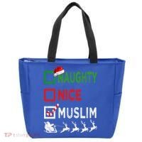 Naughty Nice Muslim Christmas Pajamas Funny Santa Hat Xmas Cool Gift Tote Bag thumb 0