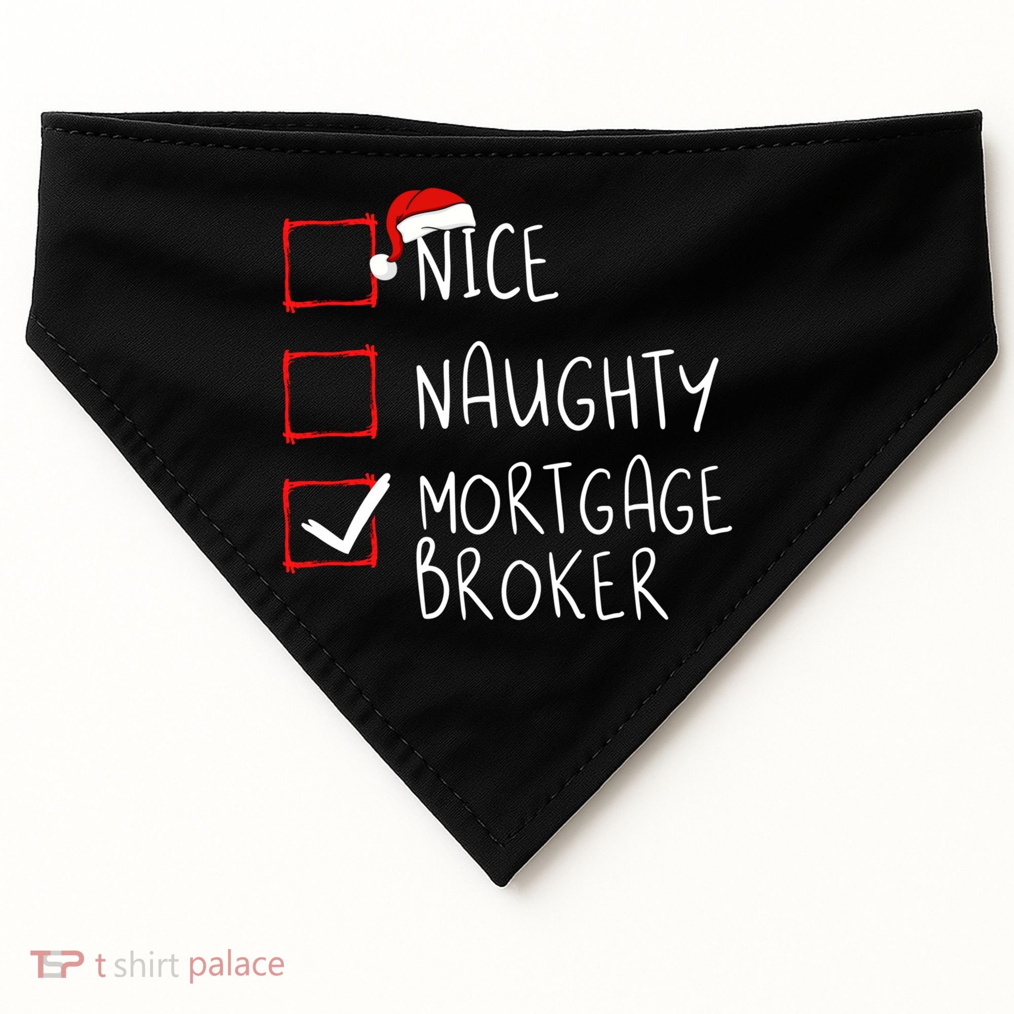 Nice Naughty Mortgage Broker Christmas Xmas Santa Claus Cute Gift USA-Made Doggie Bandana