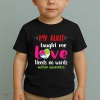 Niece Nephew My Aunt Taught Me Love Needs No Words Autism Toddler T-Shirt thumb 2