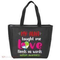 Niece Nephew My Aunt Taught Me Love Needs No Words Autism Tote Bag thumb 0