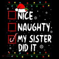 Nice Naughty My Sister Did It Xmas Family Boy Stripe Pom Pom Beanie thumb 2