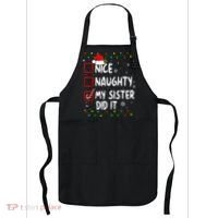 Nice Naughty My Sister Did It Xmas Family Boy Apron thumb 0