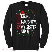 Nice Naughty My Sister Did It Xmas Family Boy Sweatshirt thumb 0
