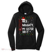 Nice Naughty My Sister Did It Xmas Family Boy Women's Hoodie thumb 0