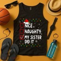 Nice Naughty My Sister Did It Xmas Family Boy Tank Top thumb 4