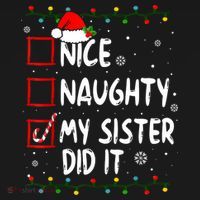Nice Naughty My Sister Did It Xmas Family Boy Visor thumb 3