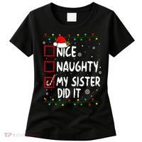 Nice Naughty My Sister Did It Xmas Family Boy Women's T-Shirt thumb 0