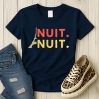 Nuit Nuit Night Night French Words Paris Tower Women's T-Shirt thumb 3