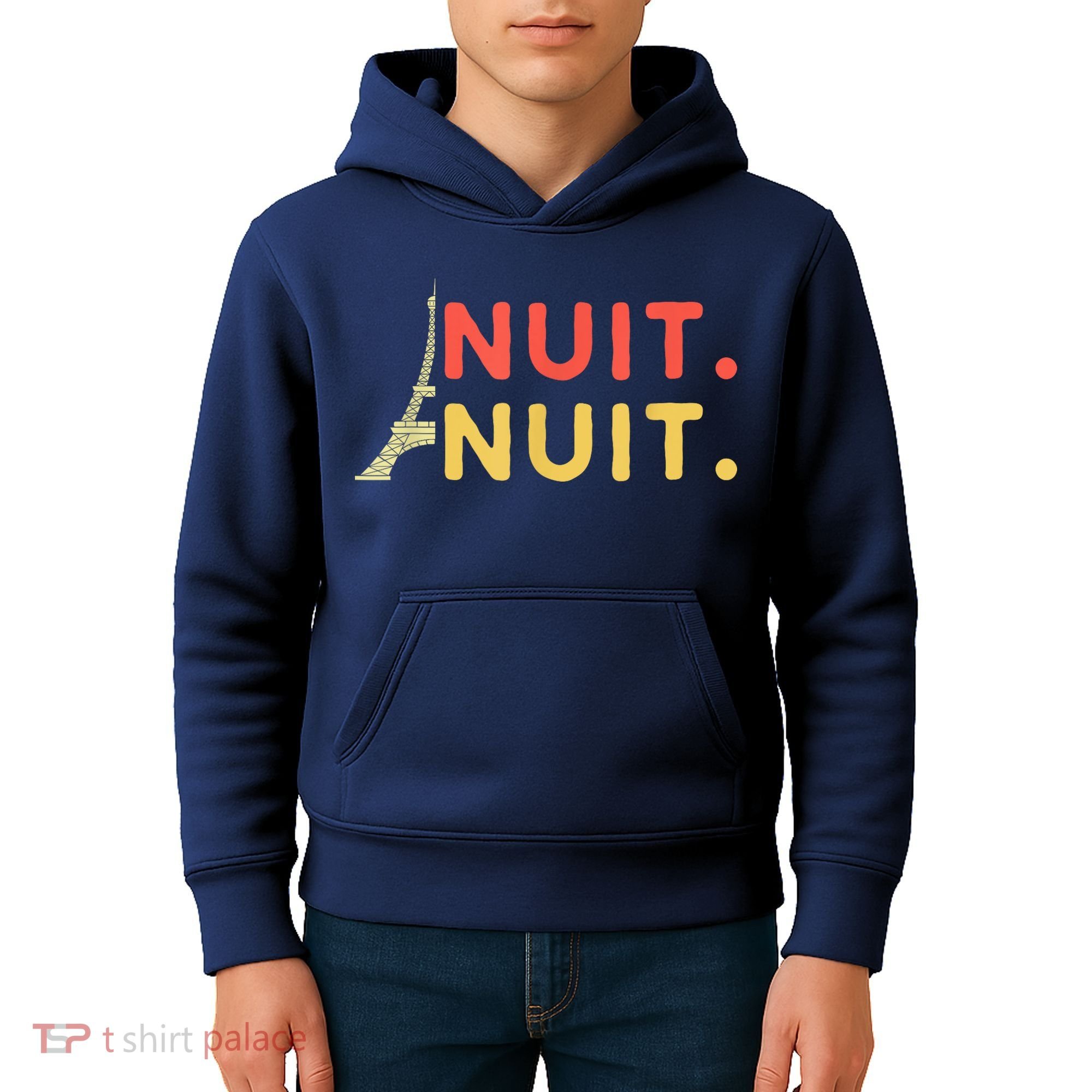 Nuit Nuit Night Night French Words Paris Tower Kids Hoodie