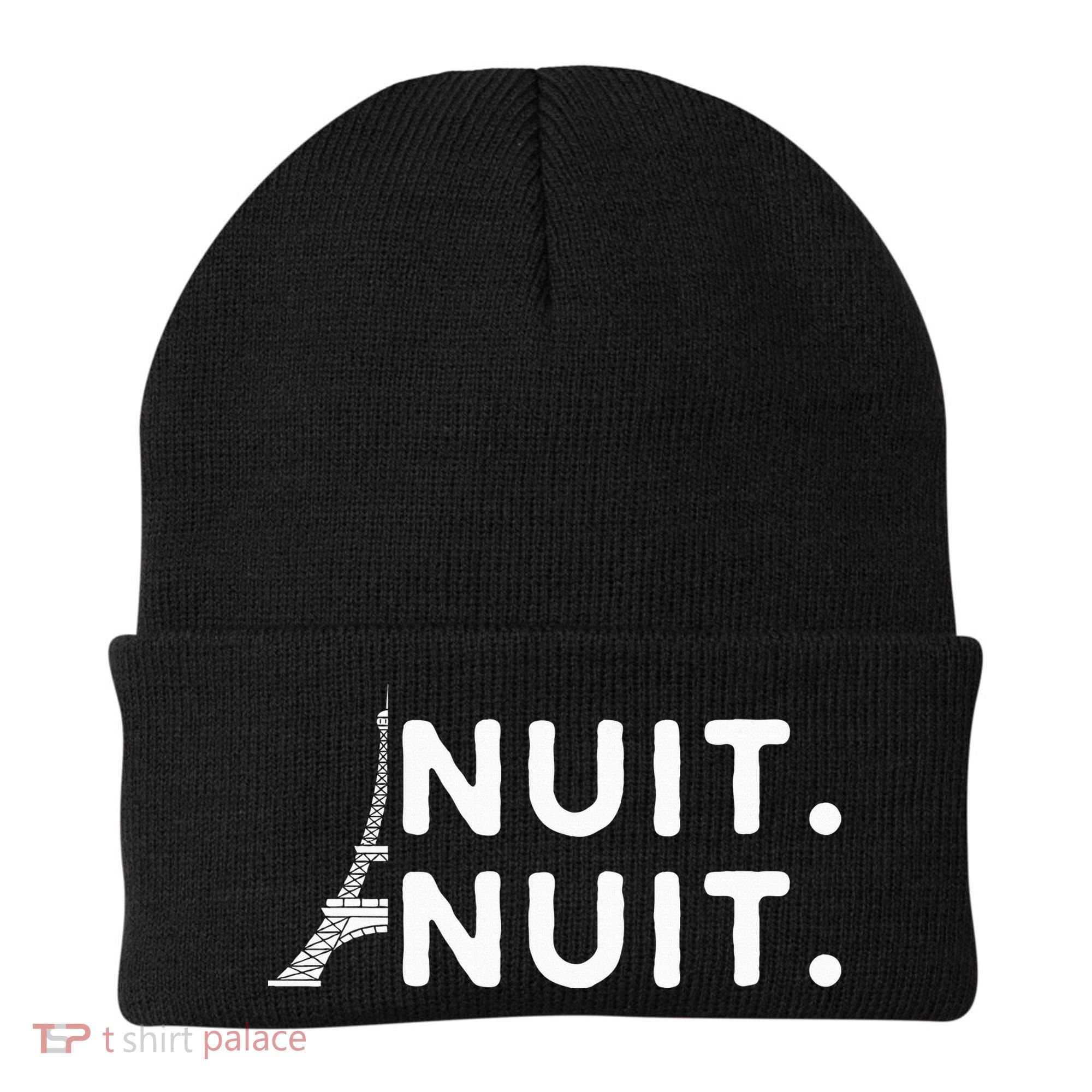 Nuit Nuit Night Night French Words Paris Tower Eiffel Beanie