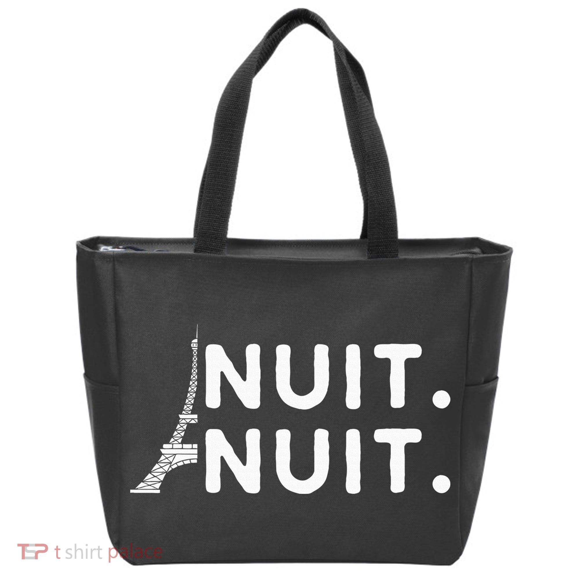 Nuit Nuit Night Night French Words Paris Tower Eiffel Tote Bag