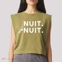 Nuit Nuit Night Night French Words Paris Tower Eiffel Garment-Dyed Women's Muscle Tee thumb 2