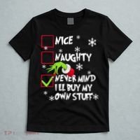 Nice Naughty Never Mind ILl Buy My Own Stuff Christmas List T-Shirt thumb 5