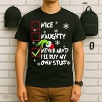 Nice Naughty Never Mind ILl Buy My Own Stuff Christmas List T-Shirt thumb 6