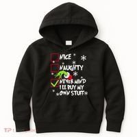 Nice Naughty Never Mind ILl Buy My Own Stuff Christmas List Kids Hoodie thumb 0
