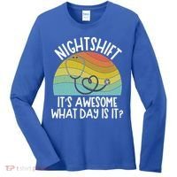 Nightshift Nurse Night Shift Nursing Rn Lpn Cna Prn Lnd Care Gift Women's Long Sleeve Shirt thumb 0