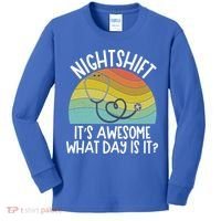 Nightshift Nurse Night Shift Nursing Rn Lpn Cna Prn Lnd Care Gift Kids Long Sleeve Shirt thumb 0