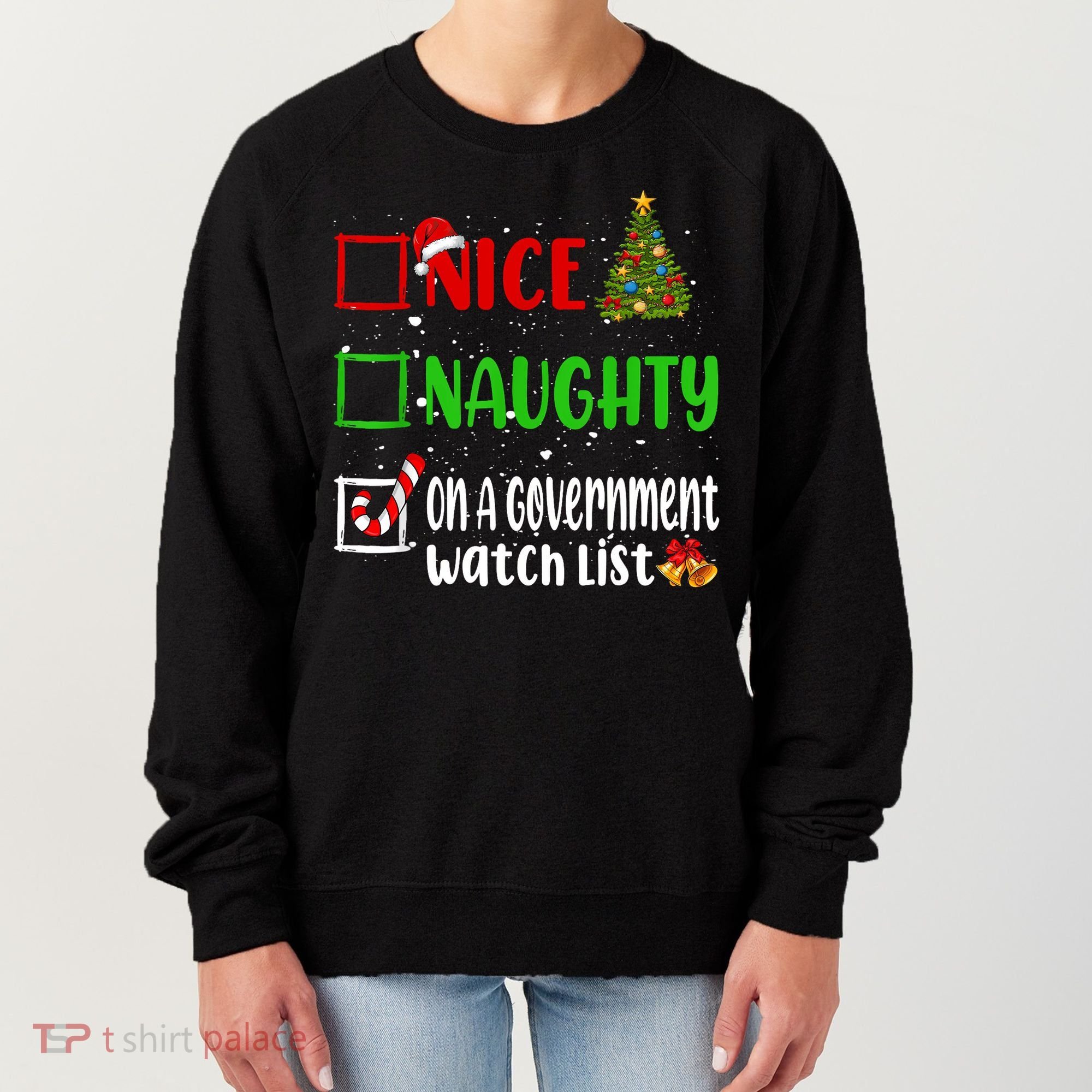 Nice Naughty On A Government Watch List Christmas List Women's Sweatshirt