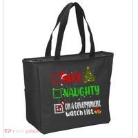 Nice Naughty On A Government Watch List Christmas List Tote Bag thumb 2