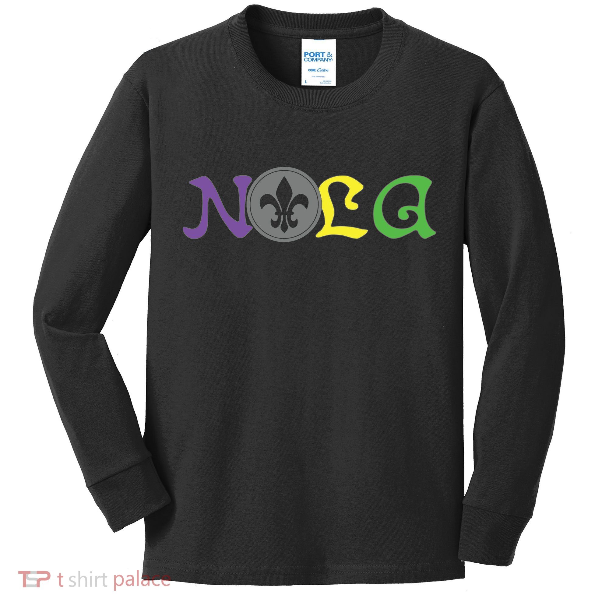Nola New Orleans Mardi Gras 504 Kids Long Sleeve Shirt