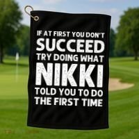 NIKKI Name Personalized Birthday Funny Christmas Joke Golf Towel thumb 1