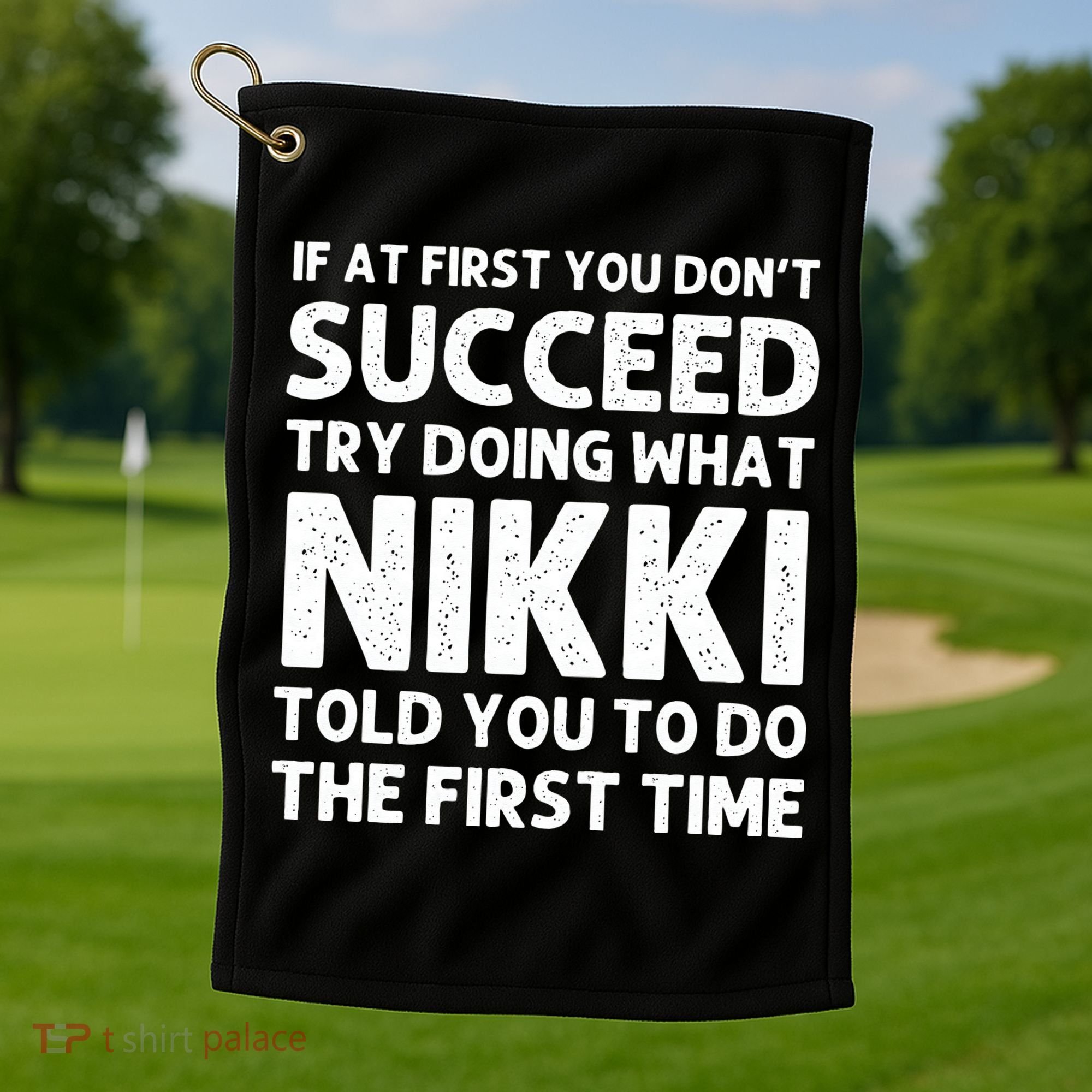 NIKKI Name Personalized Birthday Funny Christmas Joke Golf Towel