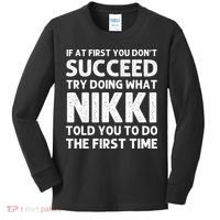 NIKKI Name Personalized Birthday Funny Christmas Joke Kids Long Sleeve Shirt thumb 0